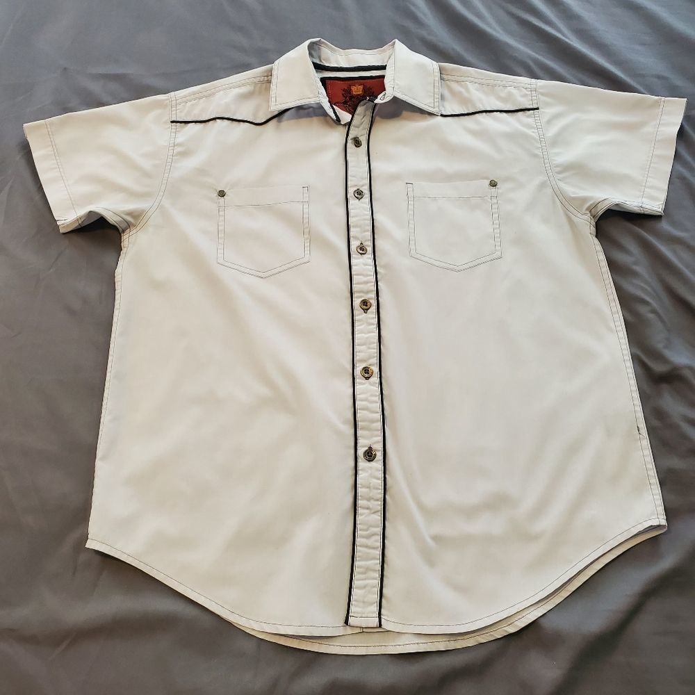 Short Sleeve Gray Button Up